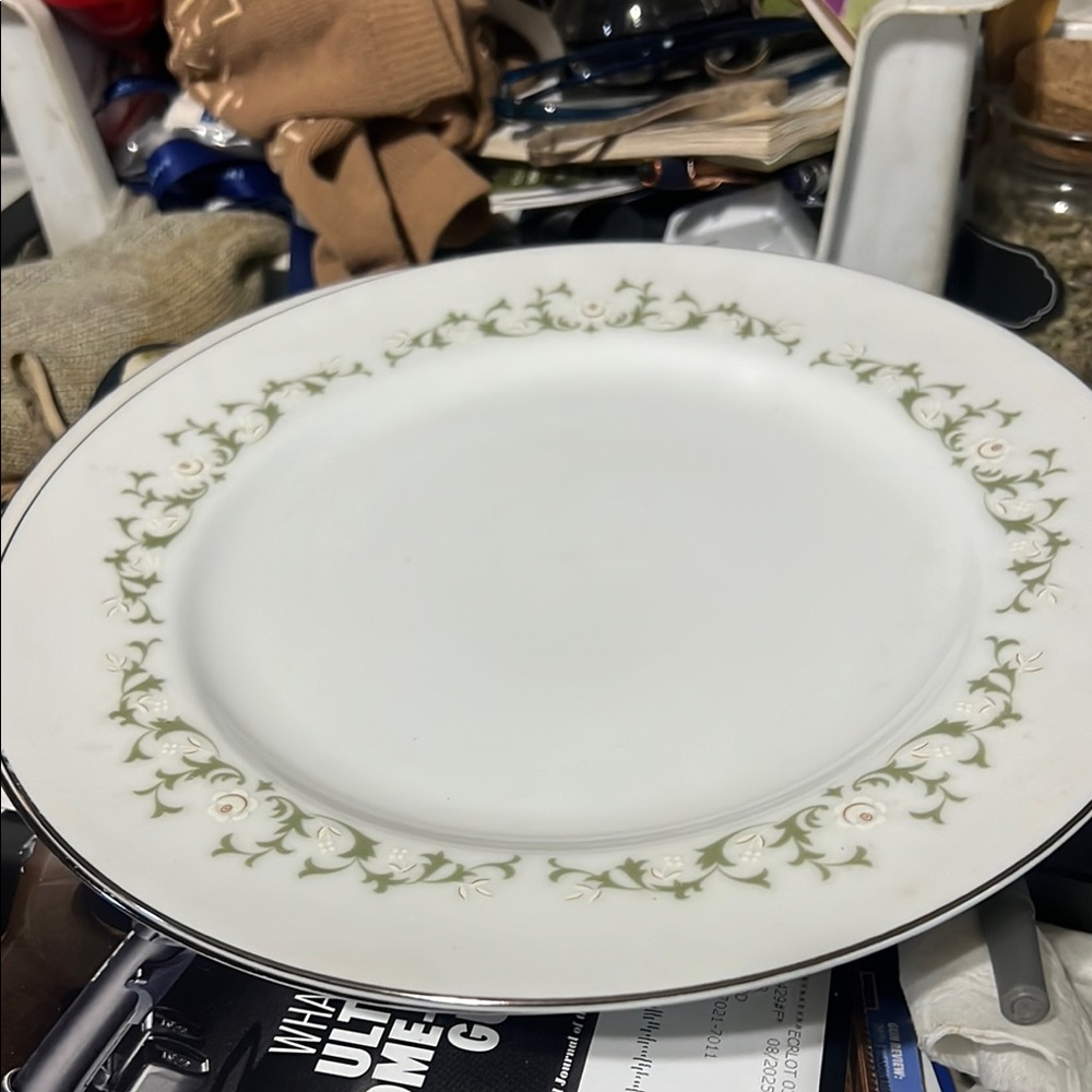 Sheffield Home Dinner Plate with Green Floral Design